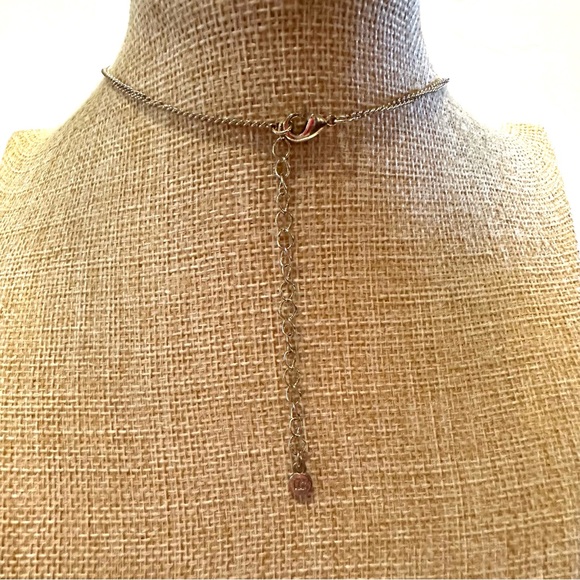 Liz Claiborne Statement Necklace gold w/ lavender & green jewels, rhinestones - Picture 8 of 9